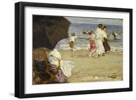 The Beach Umbrella-Edward Henry Potthast-Framed Giclee Print