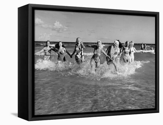 The Beachcomber Girls Who Work Night Clubs are Hanging Out at Beach in the Daytime-Allan Grant-Framed Stretched Canvas