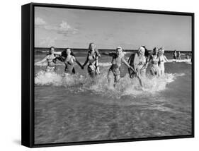 The Beachcomber Girls Who Work Night Clubs are Hanging Out at Beach in the Daytime-Allan Grant-Framed Stretched Canvas