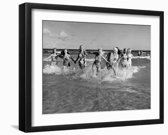 The Beachcomber Girls Who Work Night Clubs are Hanging Out at Beach in the Daytime-Allan Grant-Framed Photographic Print