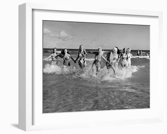 The Beachcomber Girls Who Work Night Clubs are Hanging Out at Beach in the Daytime-Allan Grant-Framed Photographic Print