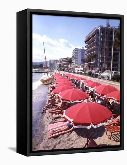 The Beachfront at Esterel Plage in Juan Les Pins on the French Riviera, France-Ralph Crane-Framed Stretched Canvas