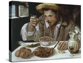 The Bean Eater, 1583-1585-Annibale Carracci-Stretched Canvas