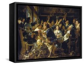 The Bean Feast, about 1640/45-Jacob Jordaens-Framed Stretched Canvas