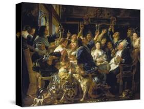 The Bean Feast, about 1640/45-Jacob Jordaens-Stretched Canvas