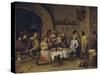 The Bean King (The Feast of the Bean Kin)-David Teniers the Younger-Stretched Canvas