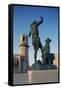 The Bear Trainer, Statue of Louis Botinelly at Front of Church of St Laurent-null-Framed Stretched Canvas
