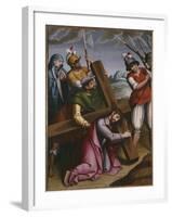 The Bearing of the Cross, Simon of Cyrene Helps Jesus-Spanish School-Framed Giclee Print