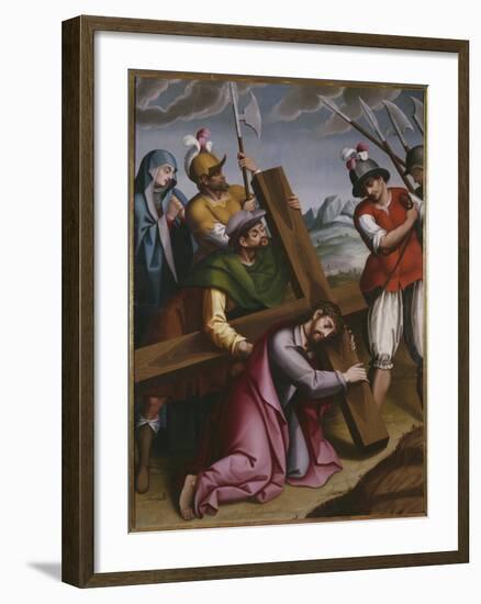 The Bearing of the Cross, Simon of Cyrene Helps Jesus-Spanish School-Framed Giclee Print