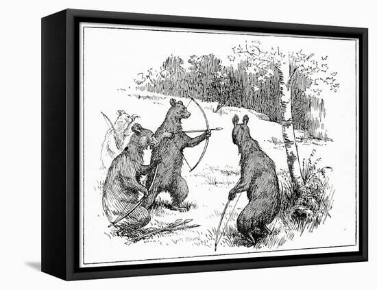 The Bears Practicing Shooting Arrows, from 'The Book of Myths' by Amy Cruse, 1925-null-Framed Stretched Canvas