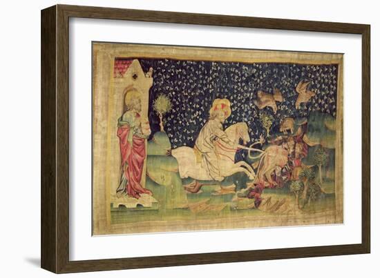 The Beast is Thrown into the Lake of Sulphur, from 'The Apocalypse of Angers', 1373-87-Nicolas Bataille-Framed Giclee Print