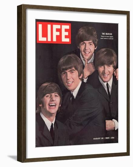 The Beatles, Ringo Starr, George Harrison, Paul Mccartney and John Lennon, August 28, 1964-John Dominis-Framed Premium Photographic Print