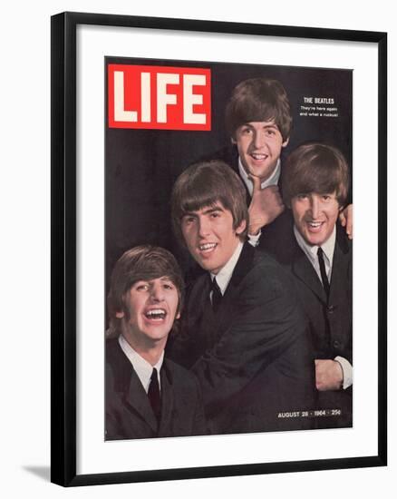 The Beatles, Ringo Starr, George Harrison, Paul Mccartney and John Lennon, August 28, 1964-John Dominis-Framed Premium Photographic Print