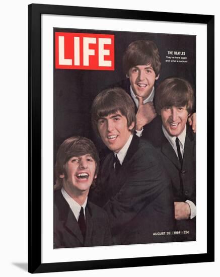 The Beatles, Ringo Starr, George Harrison, Paul Mccartney and John Lennon, August 28, 1964-John Dominis-Framed Photographic Print