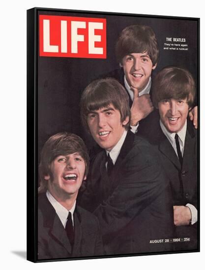 The Beatles, Ringo Starr, George Harrison, Paul Mccartney and John Lennon, August 28, 1964-John Dominis-Framed Stretched Canvas