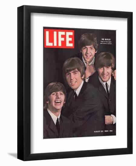 The Beatles, Ringo Starr, George Harrison, Paul Mccartney and John Lennon, August 28, 1964-John Dominis-Framed Premium Photographic Print