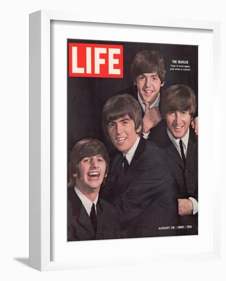 The Beatles, Ringo Starr, George Harrison, Paul Mccartney and John Lennon, August 28, 1964-John Dominis-Framed Photographic Print