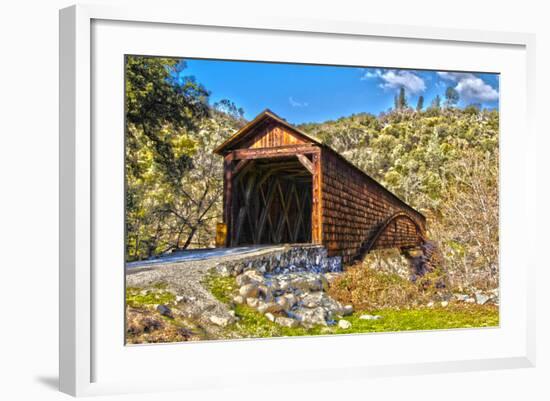 The Beautiful Bridgeport Covered Bridge over South Fork of Yuba River in Penn Valley, California-John Alves-Framed Photographic Print