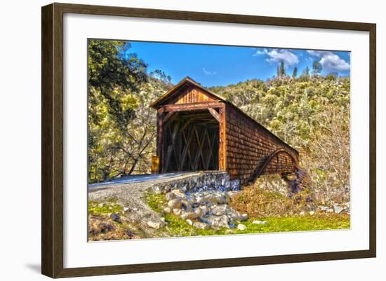 The Beautiful Bridgeport Covered Bridge over South Fork of Yuba River in Penn Valley, California-John Alves-Framed Photographic Print