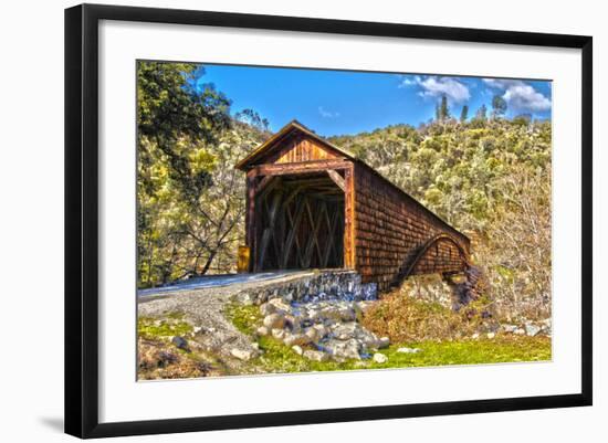 The Beautiful Bridgeport Covered Bridge over South Fork of Yuba River in Penn Valley, California-John Alves-Framed Photographic Print