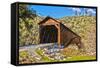 The Beautiful Bridgeport Covered Bridge over South Fork of Yuba River in Penn Valley, California-John Alves-Framed Stretched Canvas