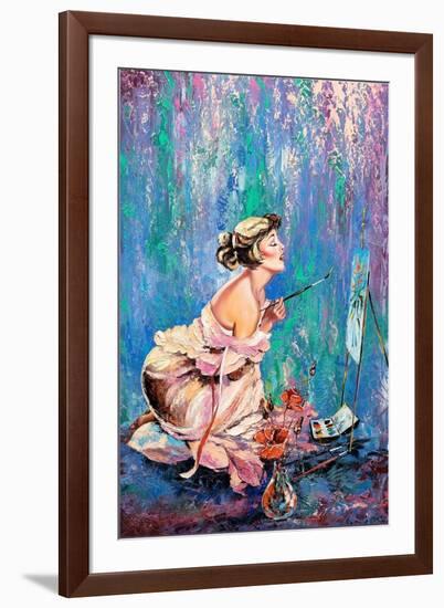 The Beautiful Girl Drawing A Picture-balaikin2009-Framed Art Print