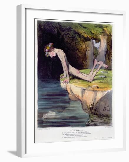 The Beautiful Narcissus, Caricature Engraved by D'Aubert and Co. and Published by Bauger in Paris-Honore Daumier-Framed Giclee Print