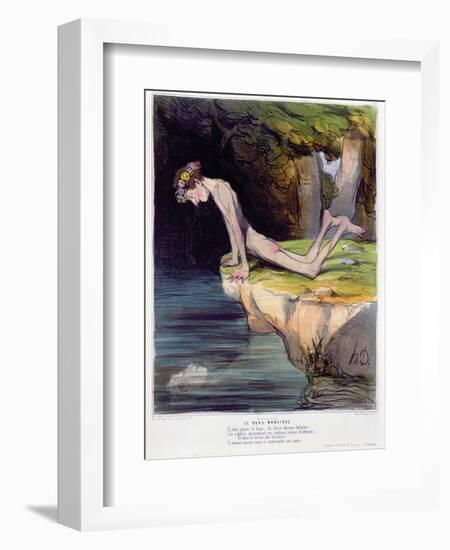 The Beautiful Narcissus, Caricature Engraved by D'Aubert and Co. and Published by Bauger in Paris-Honore Daumier-Framed Premium Giclee Print