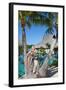 The Beautiful Woman with a Rose at a Palm Tree. Bora-Bora Tahiti-Konstik-Framed Photographic Print