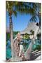 The Beautiful Woman with a Rose at a Palm Tree. Bora-Bora Tahiti-Konstik-Mounted Photographic Print