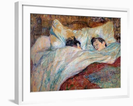 The Bed Two Sleeping Children. Oil on Cardboard by Henri De Toulouse Lautrec (1864-1901) 1892 Dim.-Henri de Toulouse-Lautrec-Framed Giclee Print