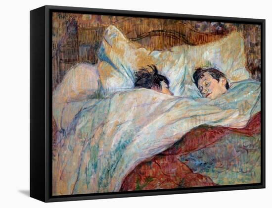 The Bed Two Sleeping Children. Oil on Cardboard by Henri De Toulouse Lautrec (1864-1901) 1892 Dim.-Henri de Toulouse-Lautrec-Framed Stretched Canvas