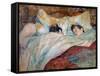 The Bed Two Sleeping Children. Oil on Cardboard by Henri De Toulouse Lautrec (1864-1901) 1892 Dim.-Henri de Toulouse-Lautrec-Framed Stretched Canvas