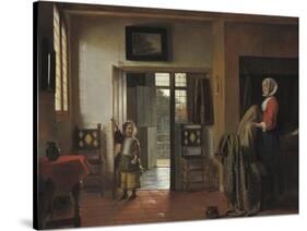The Bedroom, 1658-90-Pieter de Hooch-Stretched Canvas