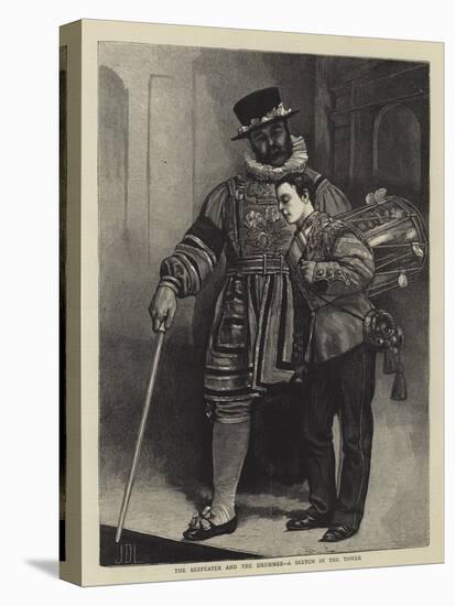 The Beefeater and the Drummer, a Sketch in the Tower-Sir James Dromgole Linton-Stretched Canvas
