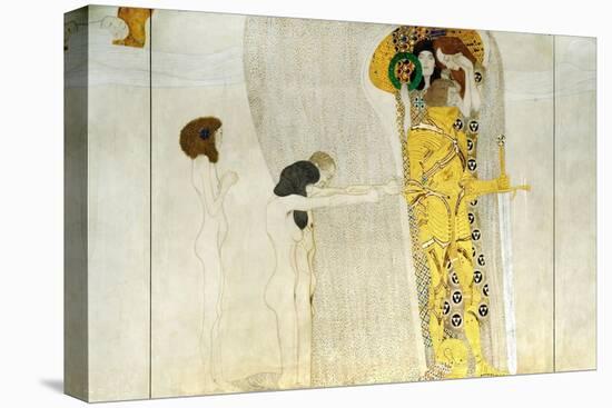 The Beethoven Frieze, Detail: Knight in Shining Armor, 1902-Gustav Klimt-Stretched Canvas