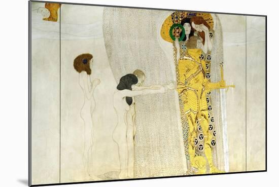 The Beethoven Frieze, Detail: Knight in Shining Armor, 1902-Gustav Klimt-Mounted Giclee Print