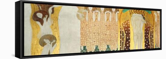 The Beethoven Frieze, Detail: the Arts, Chorus of Paradise, Embrace, 1902-Gustav Klimt-Framed Stretched Canvas