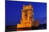 The Belem Tower at Night in Lisbon, Portugal-nito-Mounted Photographic Print