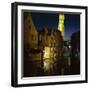 The Belfry of Belfort-Hallen Illuminated at Night, Bruges, Unesco World Heritage Site, Belgium-Lee Frost-Framed Photographic Print