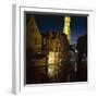 The Belfry of Belfort-Hallen Illuminated at Night, Bruges, Unesco World Heritage Site, Belgium-Lee Frost-Framed Photographic Print