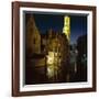 The Belfry of Belfort-Hallen Illuminated at Night, Bruges, Unesco World Heritage Site, Belgium-Lee Frost-Framed Photographic Print