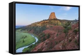 The Belle Fourche River Run Below Devils Tower National Monument, Wyoming, Usa-Chuck Haney-Framed Stretched Canvas