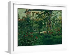The Bellevue garden, 1880. Manet spent the last summers of his life outside Paris in Bellevue.-Edouard Manet-Framed Giclee Print