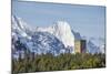 The Belvedere Tower Frames Snowy Peaks and Peak Badile on a Spring Day, Switzerland-Roberto Moiola-Mounted Photographic Print