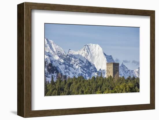 The Belvedere Tower Frames Snowy Peaks and Peak Badile on a Spring Day, Switzerland-Roberto Moiola-Framed Photographic Print