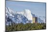 The Belvedere Tower Frames Snowy Peaks and Peak Badile on a Spring Day, Switzerland-Roberto Moiola-Mounted Photographic Print