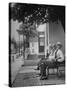 The Bench in Front of the Pawling National Bank is a Gathering Place For Men of the Town-Nina Leen-Stretched Canvas