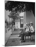 The Bench in Front of the Pawling National Bank is a Gathering Place For Men of the Town-Nina Leen-Mounted Photographic Print