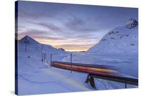 The Bernina Express Red Train, UNESCO World Heritage Site, Graubunden, Swiss Alps, Switzerland-Roberto Moiola-Stretched Canvas